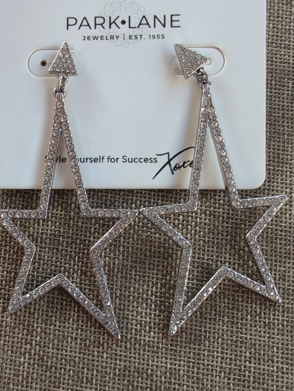 Park Lane Selena Rhinestone Silver Star Earrings - Picture 4 of 4